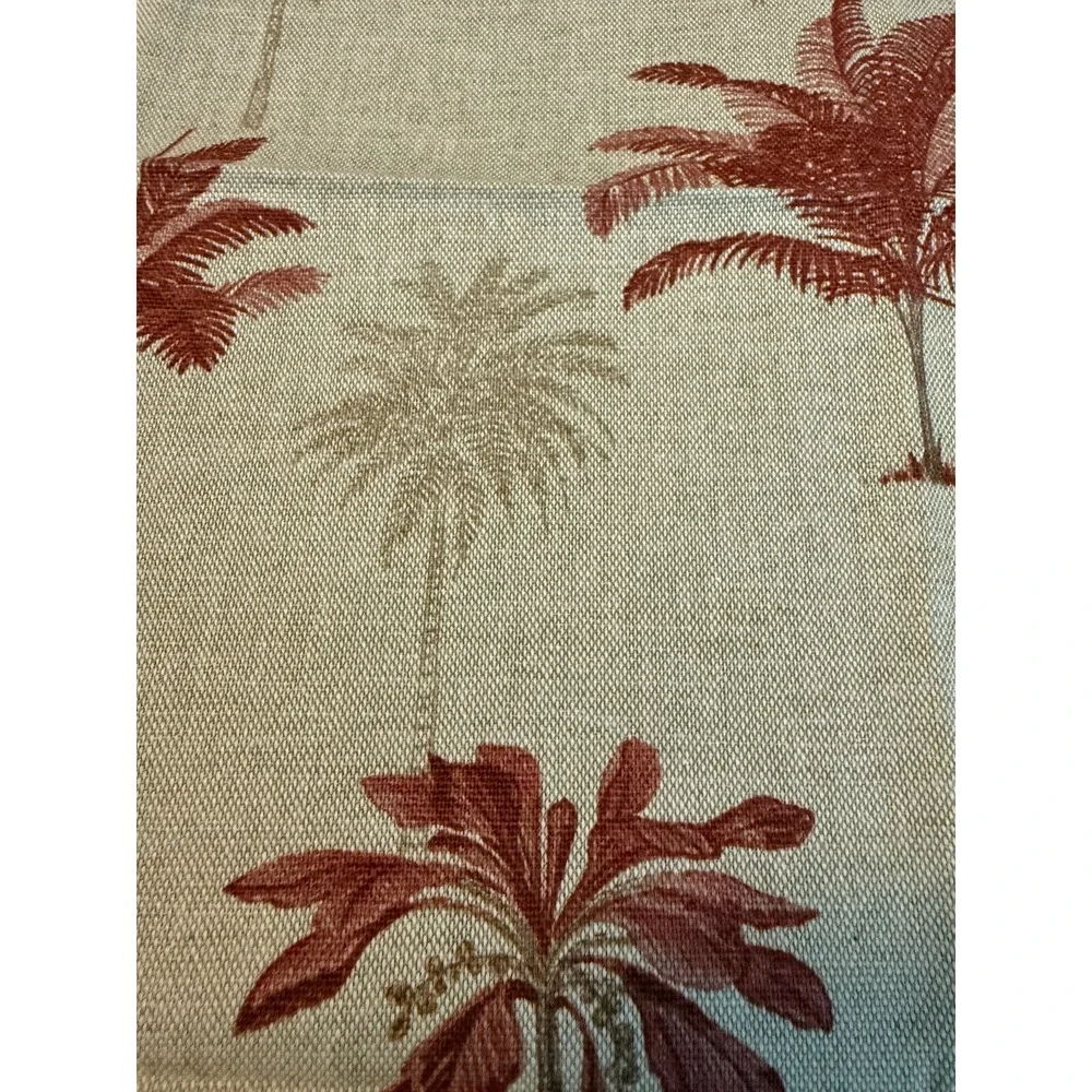Lot of 3 Linen Fabric w/ Tropical‎ Island Palm Trees blue red 25